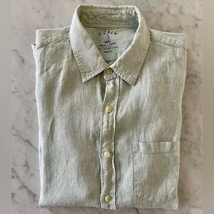 J.Crew Long Sleeve Shirt in Irish Linen, Seafoam Green, Size M